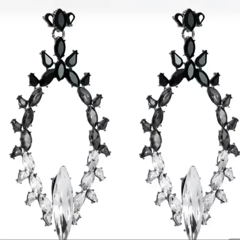 Earrings Large Ombre Bling Rhinestone Magic Mirror - Picture 3 of 5